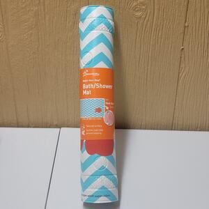 Bath & Shower Mat Heat Alert Striped Blue & White Textured Surface Suction Cups